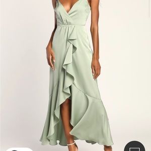 Enchanted Moments Satin Ruffled High-Low Dress (lulus)